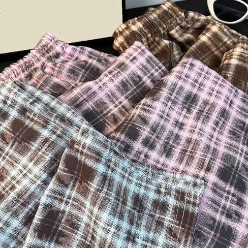 Baggy Pants for Girls Boys Trendy Oversized Plaid Straight Pants Kids Loose Fit Sweat Pants Wide Leg Fall Casual in Saudi Arabia