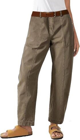 Flamingals Women's Mid Percer Crop Pants Carrot STROMER STALL FASHION NASTARY TRENDY STITCE BANTS in Kuwait