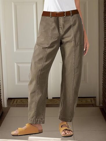 Flamingals Women's Mid Percer Crop Pants Carrot STROMER STALL FASHION NASTARY TRENDY STITCE BANTS in Kuwait