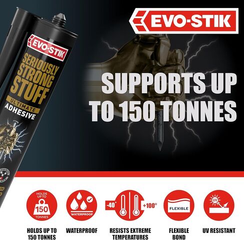 Evo-Stik Stuff Stuff Stuff Stuff Ultimate لاصق ، يحمل ما يصل إلى 150 طن ، مقاوم للماء ، اللون: أبيض ، الحجم: 290 مل ل in Saudi Arabia