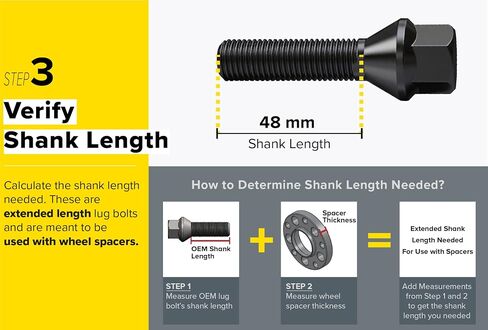 10pcs Extended Lug Bolts 14x1.25 (40mm Shank Length - Not OEM Length, Cone Seat) Compatible with BMW 228i 320i 328i 335i 428i 435i 528i 535i 535d 550i F10 F30 640i M3 M4 M5 M6 X3 X5 - Black in Saudi Arabia