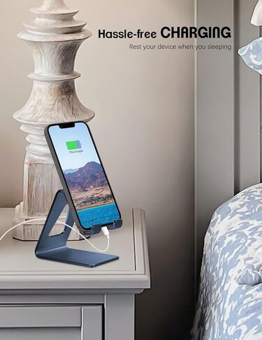 Cell Phone Stand for Desk, Desktop Phone Holder, Aluminum Mobile Phone Stand for iPhone 15 14 13 12 pro Mini 11 X Xr Xs max 8 7 6 6s Plus Samsung Galaxy S21 Ultra All Smart Phones (Black) in Kuwait