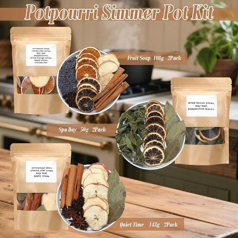 6 Pack Fall Stovetop Potpourri Autumn Simmer Pot Kit Christmas Dried Orange Slices Cinnamon Stick Air Freshener Sachet Ingredients Bowl Filler Decor for Holiday Fragrance Housewarming Gift in Saudi Arabia