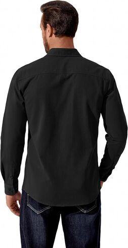 COOFANDY Mens Western Cowboy Shirt Long Sleeve Cotton Button Down Work Shirts with Pockets in Saudi Arabia