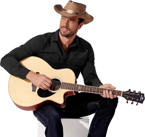 COOFANDY Mens Western Cowboy Shirt Long Sleeve Cotton Button Down Work Shirts with Pockets in Saudi Arabia