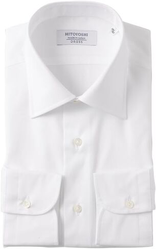 Hitoyoshi Twill Long Sleeve Shirt, Semi-Wide Collar, Men's Button-Down Dress Shirt, 100% Cotton, Made in Japan in Saudi Arabia