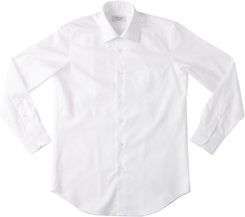 Hitoyoshi Twill Long Sleeve Shirt, Semi-Wide Collar, Men's Button-Down Dress Shirt, 100% Cotton, Made in Japan in Saudi Arabia