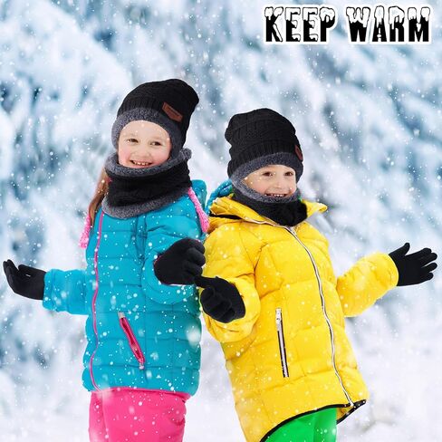 Liitrsh Kids Winter Hat Scarf Glove Earmuffs Set for 2-8 Years Toddle Boy Girl, Knitted Beanie Caps Gloves Mittens Earflaps in Saudi Arabia