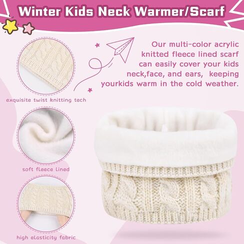ZOORON Kids Winter Hat Gloves Scarf Set, Girls Boys Hats Beanie with Pom Children Knit Neck Warmer Mittens Fleece Lined Set in Saudi Arabia