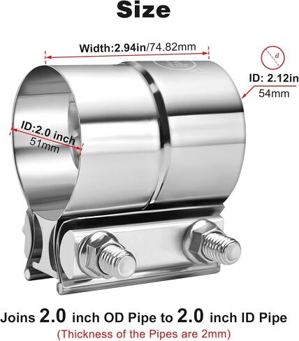 EVIL ENERGY 3'' Exhaust Clamp,Lap Joint Band Clamp Stainless Steel for Pipes,Mufflers,Catalytic Converters (4Pcs, 3.0 inch) in Saudi Arabia