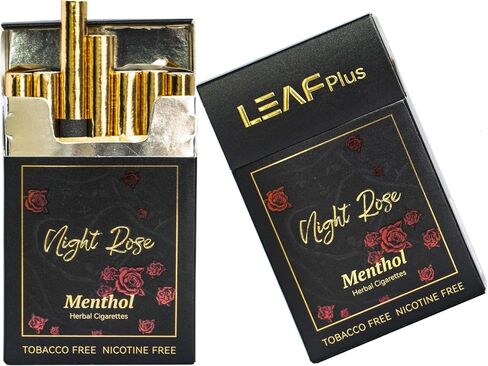 Night Rose Herbal Cigarettes by LeafPlus - Tobacco Free, Nicotine Free, THC Free - 2 Packs 40 Smokes in Saudi Arabia