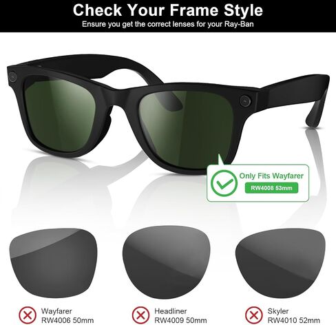 العدسات البديلة المتوافقة مع النظارات الذكية Ray-Ban Meta Wayfarer RW4008 (53 مم) in Kuwait