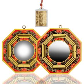 3 PCS Traditional Chinese Bagua Mirror Set - 4 Inch Concave & Convex Feng Shui Mirrors, Authentic Wood Chinese Feng Shui Mirrors Divination Spirit Mirror for Home Business Lucky Protection in Saudi Arabia