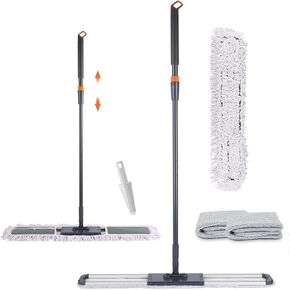 18 ممسحة احترافية من الألياف الدقيقة، ممسحة مسطحة كبيرة لتنظيف الأرضيات، 4 وسادات ممسحة قابلة لإعادة الاستخدام وقابلة للغسل، نظام تنظيف من الخشب الصلب، ممسحة رطبة وممسحة غبار مع مقبض طويل من الفولاذ المقاوم للصدأ بطول 61 بوصة in Kuwait