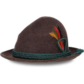 Steigenhöfer German Alpine Hat - Hans - 100 ٪ قبعات صوف للرجال - قابلة للتعديل - قبعة بافارية قابلة للتعديل - مهرجان أكتوبر مع ريشة الطيور الحقيقية in Kuwait