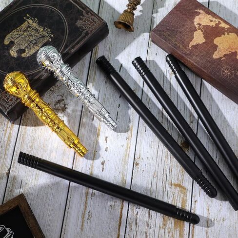 Hiboom 2 Pcs Halloween Pimp Cane Gold and Silver Walking Canes Vintage Staff Prop Stick Costume Accessories for Party Cosplay in Saudi Arabia