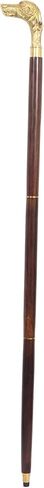 Golden Finish Dog Head Walking Stick – Solid Brass Handle with Brown Wooden Shaft (36-Inch) in Saudi Arabia
