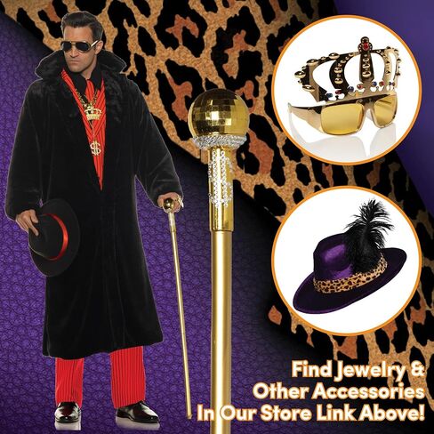 Underwraps Walking Gold Pimp Cane - Halloween Accessories for Men, Toy Cane for Cosplay, Costume Props for Adults, Costume Toys for Kids, Cool Walking Canes in Saudi Arabia