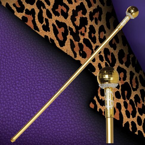Underwraps Walking Gold Pimp Cane - Halloween Accessories for Men, Toy Cane for Cosplay, Costume Props for Adults, Costume Toys for Kids, Cool Walking Canes in Saudi Arabia