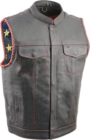 Milwaukee Leather Leather Men Leather Club Style Rister - Armholes Braided - Liner Liner - Red ، Gray ، White & Black Variations in Kuwait
