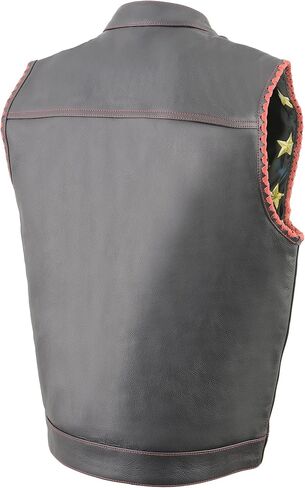 Milwaukee Leather Leather Men Leather Club Style Rister - Armholes Braided - Liner Liner - Red ، Gray ، White & Black Variations in Kuwait