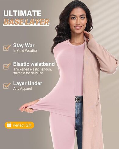 ملابس داخلية حرارية Fullsoft للنساء المبطنة Long Johns Long Sleeve Legging Lounge in Saudi Arabia