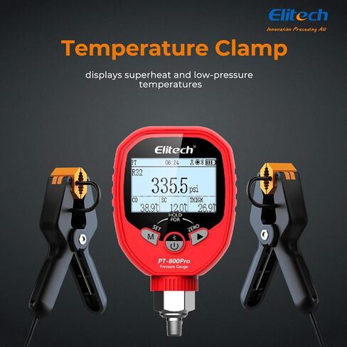 جهاز قياس الضغط الرقمي اللاسلكي Elitech PGW-500 مع تنبيهات تطبيق درجة الحرارة لنظام HVAC IP65 مقاوم للماء -14.5~500 PSI 1/8'' NPT in Saudi Arabia