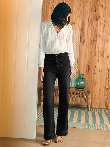 KUNMI Women's Wide Leg Jeans High Waisted Straight Leg Stretchy Denim Pants with Pockets in Saudi Arabia