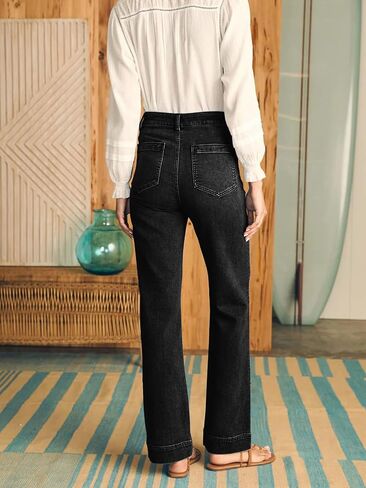 KUNMI Women's Wide Leg Jeans High Waisted Straight Leg Stretchy Denim Pants with Pockets in Saudi Arabia