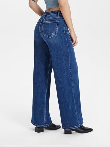 Oneo Mid-Low Rise Bargy Jeans Wide Leg for Women Congendy Pantsy Bottom Lady Basic Basic Recied in Kuwait