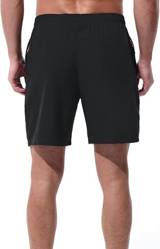 Running Shorts for Men 5 Inch Quick Dry Athletic Workout Gym Gear Lightweight with Zipper Pockets and Reflective Stripes in Saudi Arabia