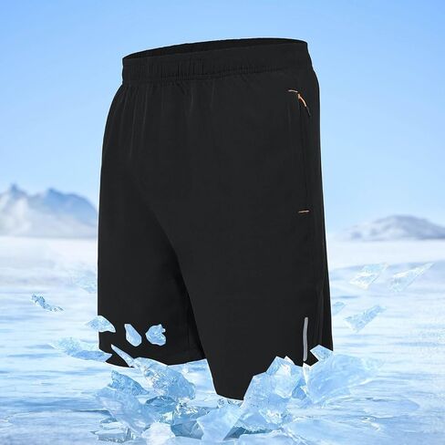 Running Shorts for Men 5 Inch Quick Dry Athletic Workout Gym Gear Lightweight with Zipper Pockets and Reflective Stripes in Saudi Arabia