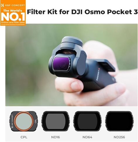 مجموعة مرشحات K&F Concept المغناطيسية المكونة من 4 قطع ND & CPL متوافقة مع DJI OSMO Pocket 3، CPL ND16 ND64 ND256 مرشحات مستقطبة ذات كثافة محايدة، زجاج بصري متعدد الطبقات/HD/متوافق مع Gimbal in Saudi Arabia