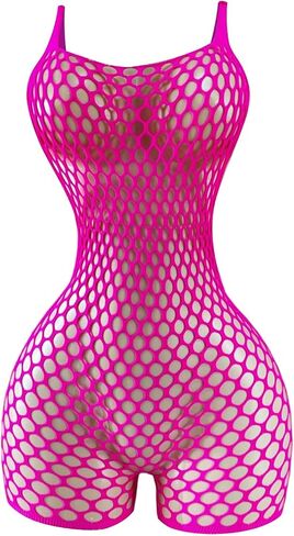Oyoangle Women's Fishnet Dress Bodysuit Hollow Out Lingerie Chemise Nightwear in Kuwait