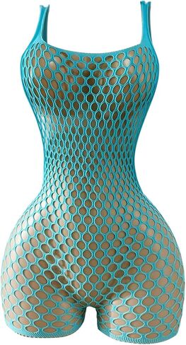 Oyoangle Women's Fishnet Dress Bodysuit Hollow Out Lingerie Chemise Nightwear in Kuwait