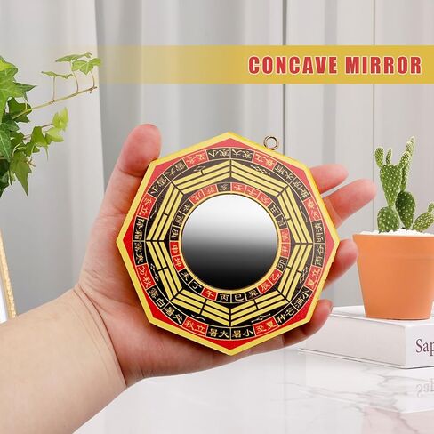 3 PCS Traditional Chinese Bagua Mirror Set - 4 Inch Concave & Convex Feng Shui Mirrors, Authentic Wood Chinese Feng Shui Mirrors Divination Spirit Mirror for Home Business Lucky Protection in Saudi Arabia