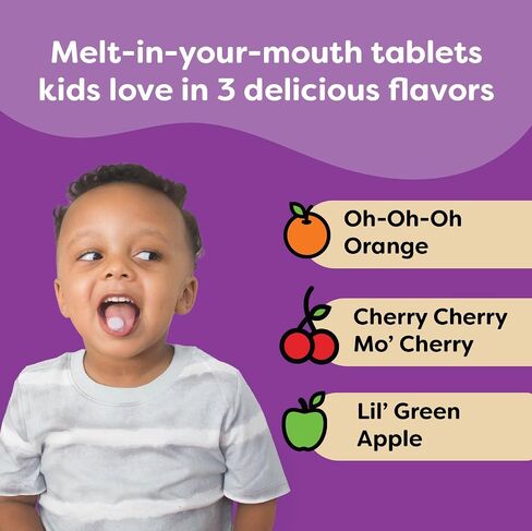 Renzo's Picky Eater Kids Multivitamin with Iron, Dissolving Kids Vitamins with Vitamin D3 & K2 and More, 60 Sugar-Free Melty Tabs, Cherry Mo’ Cherry Flavored in Saudi Arabia