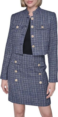 Karl Lagerfeld Women's Long Sleeve Embellished Tweed Cropped Jacket in Saudi Arabia