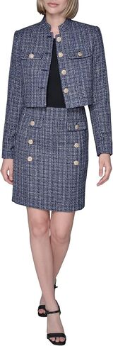 Karl Lagerfeld Women's Long Sleeve Embellished Tweed Cropped Jacket in Saudi Arabia
