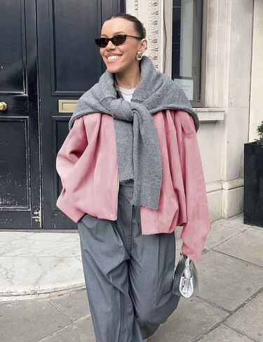 Arssm Womens Faux Suede Bomber Jacket Casual Lapel Pilot Jackets Coat Oversized Long Sleeve 2025 Fashion Outerwear in Saudi Arabia