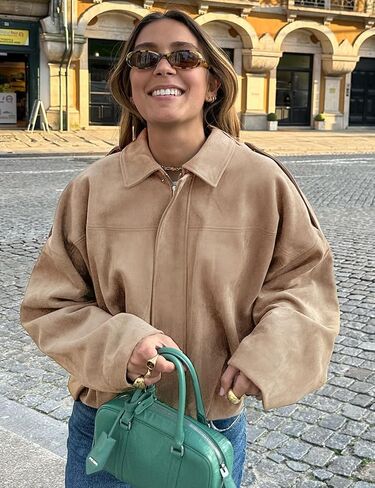 ARSSM Womens Faux Suede Bomber Jacket Jackt in Kuwait