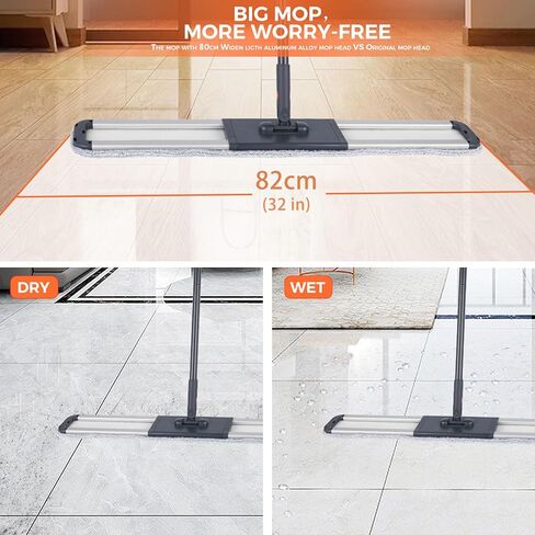 18 ممسحة احترافية من الألياف الدقيقة، ممسحة مسطحة كبيرة لتنظيف الأرضيات، 4 وسادات ممسحة قابلة لإعادة الاستخدام وقابلة للغسل، نظام تنظيف من الخشب الصلب، ممسحة رطبة وممسحة غبار مع مقبض طويل من الفولاذ المقاوم للصدأ بطول 61 بوصة in Kuwait
