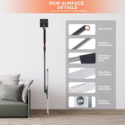 18 ممسحة احترافية من الألياف الدقيقة، ممسحة مسطحة كبيرة لتنظيف الأرضيات، 4 وسادات ممسحة قابلة لإعادة الاستخدام وقابلة للغسل، نظام تنظيف من الخشب الصلب، ممسحة رطبة وممسحة غبار مع مقبض طويل من الفولاذ المقاوم للصدأ بطول 61 بوصة in Kuwait