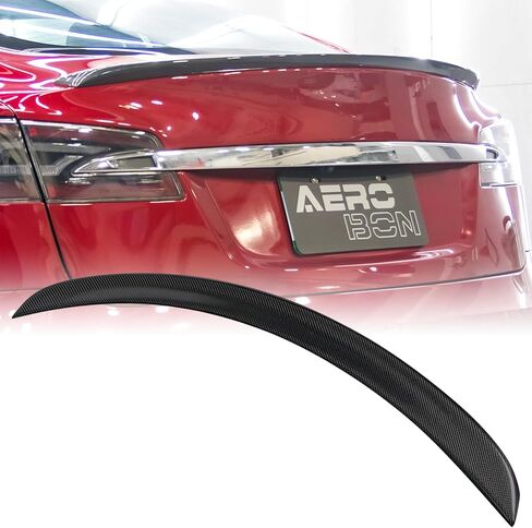 AeroBon Real Carbon Fiber Trunk Spoiler Compatible with 2012-2024 Tesla Model S Spoiler (H Style) in Saudi Arabia