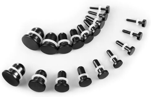 1.6mm-24mm Full Size Stainless Steel Ear Stretching Kit with 2PCS O-Rings/Pair,Comfy Pain-free Single Flared Dead Stretching Gauges Tunnels Plugs,Black Silver Body Piercing in Saudi Arabia