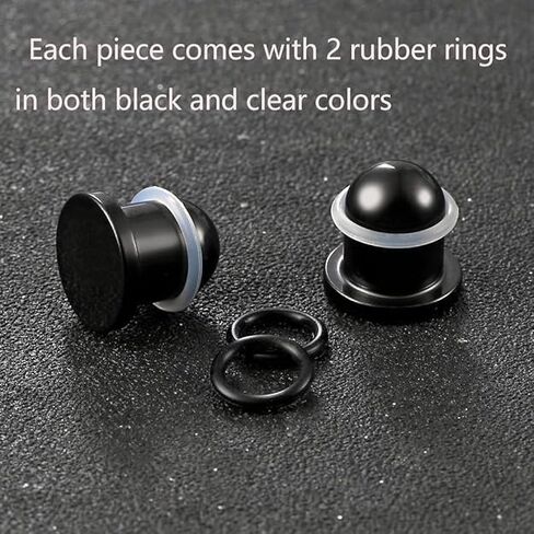 1.6mm-24mm Full Size Stainless Steel Ear Stretching Kit with 2PCS O-Rings/Pair,Comfy Pain-free Single Flared Dead Stretching Gauges Tunnels Plugs,Black Silver Body Piercing in Saudi Arabia