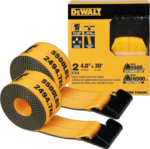 DeWalt DXBC90089 Black / Yellow 4 "× 30 'Winch أحزمة - 5500 رطل الحمل العمل الآمن / 16،500 رطل. in Kuwait