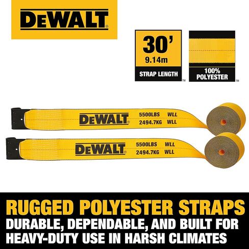 DeWalt DXBC90089 Black / Yellow 4 "× 30 'Winch أحزمة - 5500 رطل الحمل العمل الآمن / 16،500 رطل. in Kuwait