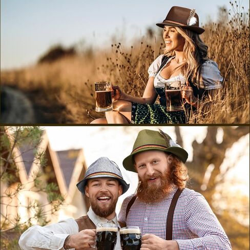 XTINMEE 8 PCS OKTOBERFEST HAT German Bavarian Hat مع فرقة Feather Wool Felg in Saudi Arabia