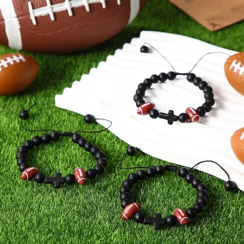 Tondiamo 20 Set Football Bracelet with Card Football Gifts for Sports Bracelet for Player Beaded Ball Bracelets Gifts in Saudi Arabia